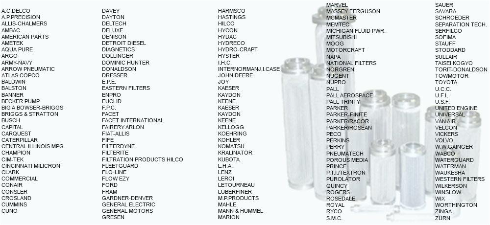 Polaris Oil Filter Cross Reference Chart