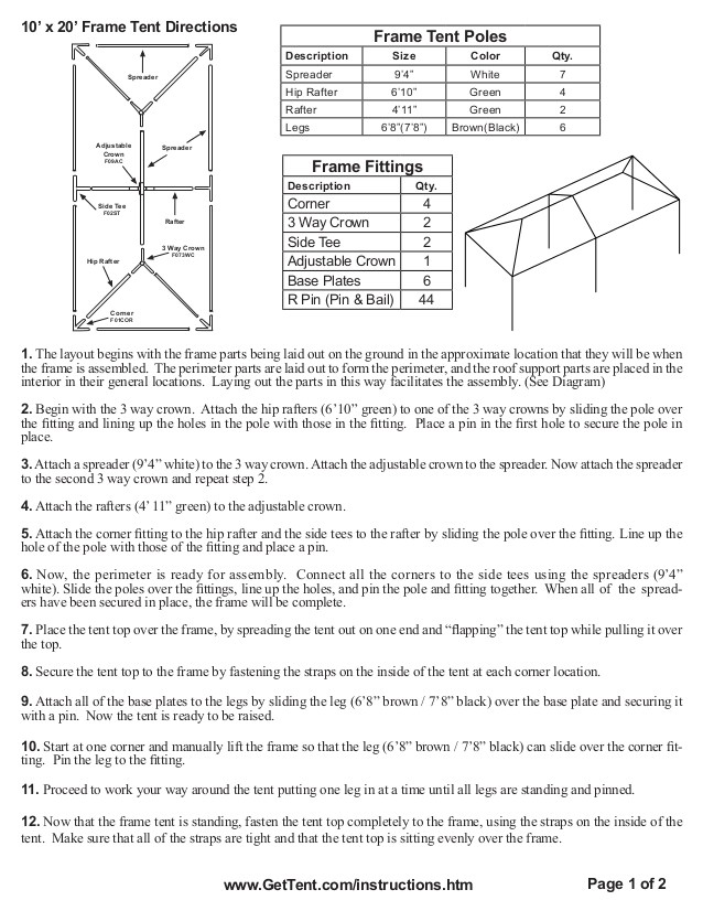 10 x 20 frame tent installation instructions