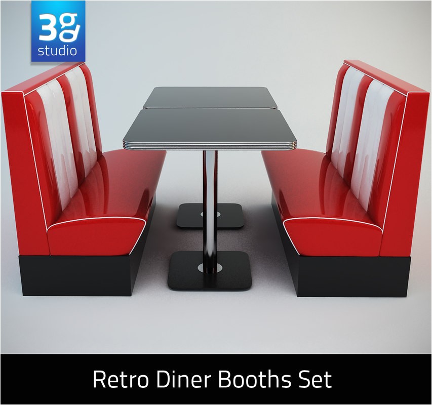 50 S Diner Booth for Sale 3d Retro Diner Booths Set