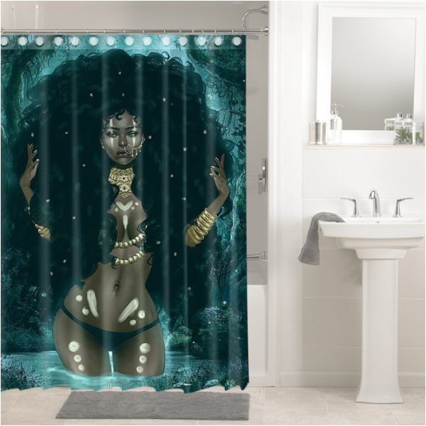 afrocentric afro hair african women 1447 shower curtain waterproof bathroom decor