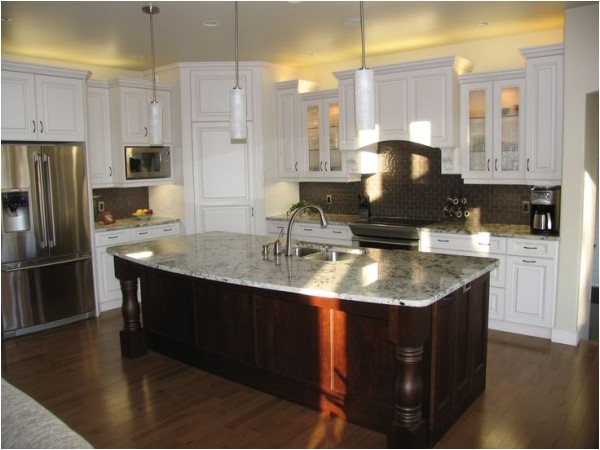 Alaska White Granite with Maple Cabinets Kitchen Cabinets Maple Arctic White island Cabinets