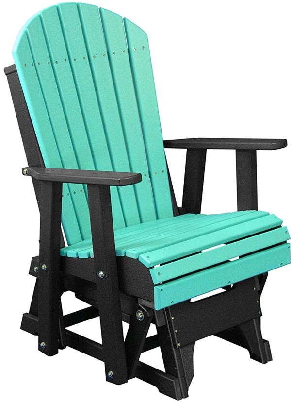 poly glider ohio amish outdoor aruba blue black adirondack furniture two foot glider adirondack back detail