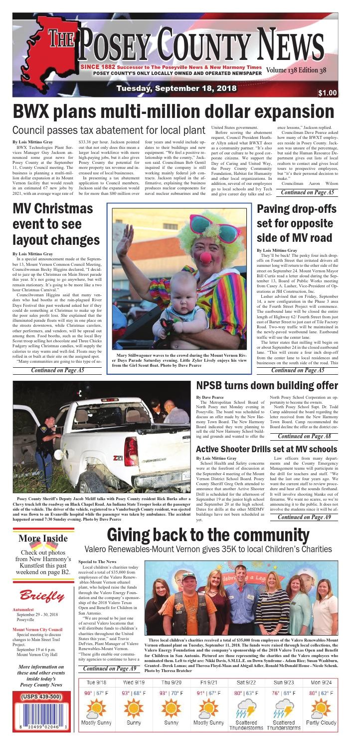 september 18 2018 the posey county news by the posey county news issuu