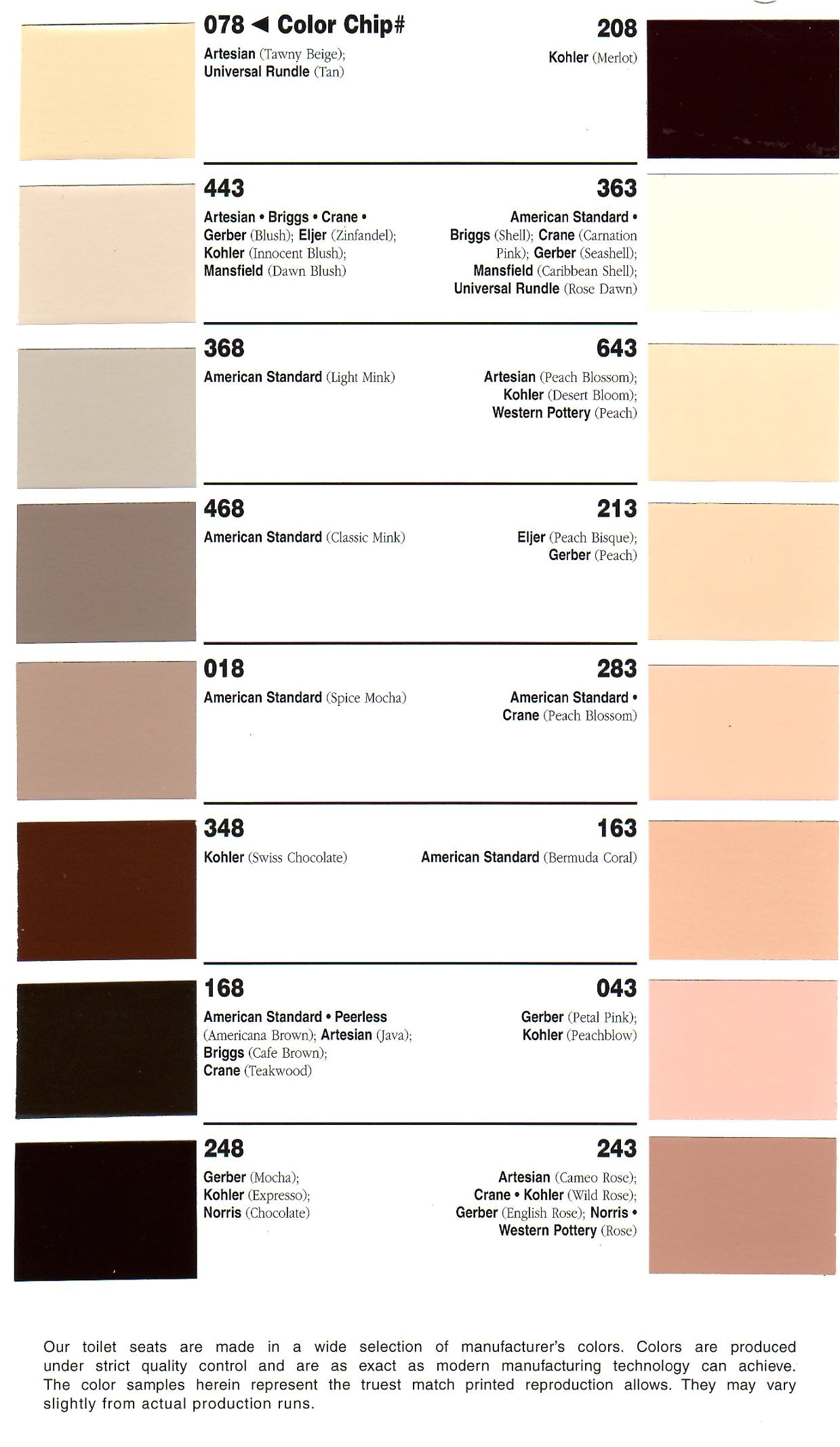 bemis color chart