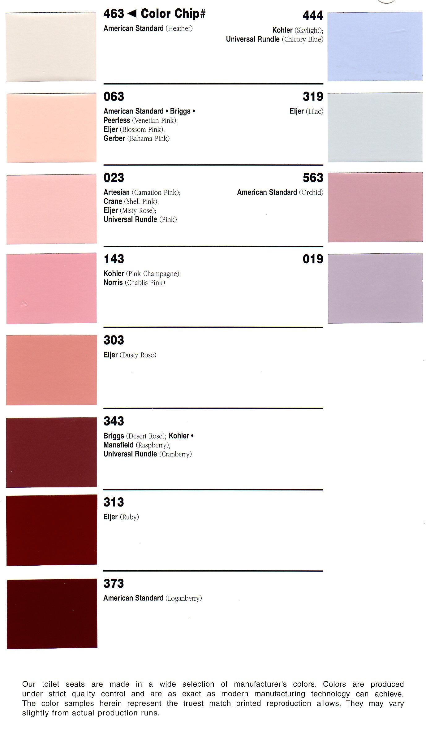 bemis color chart