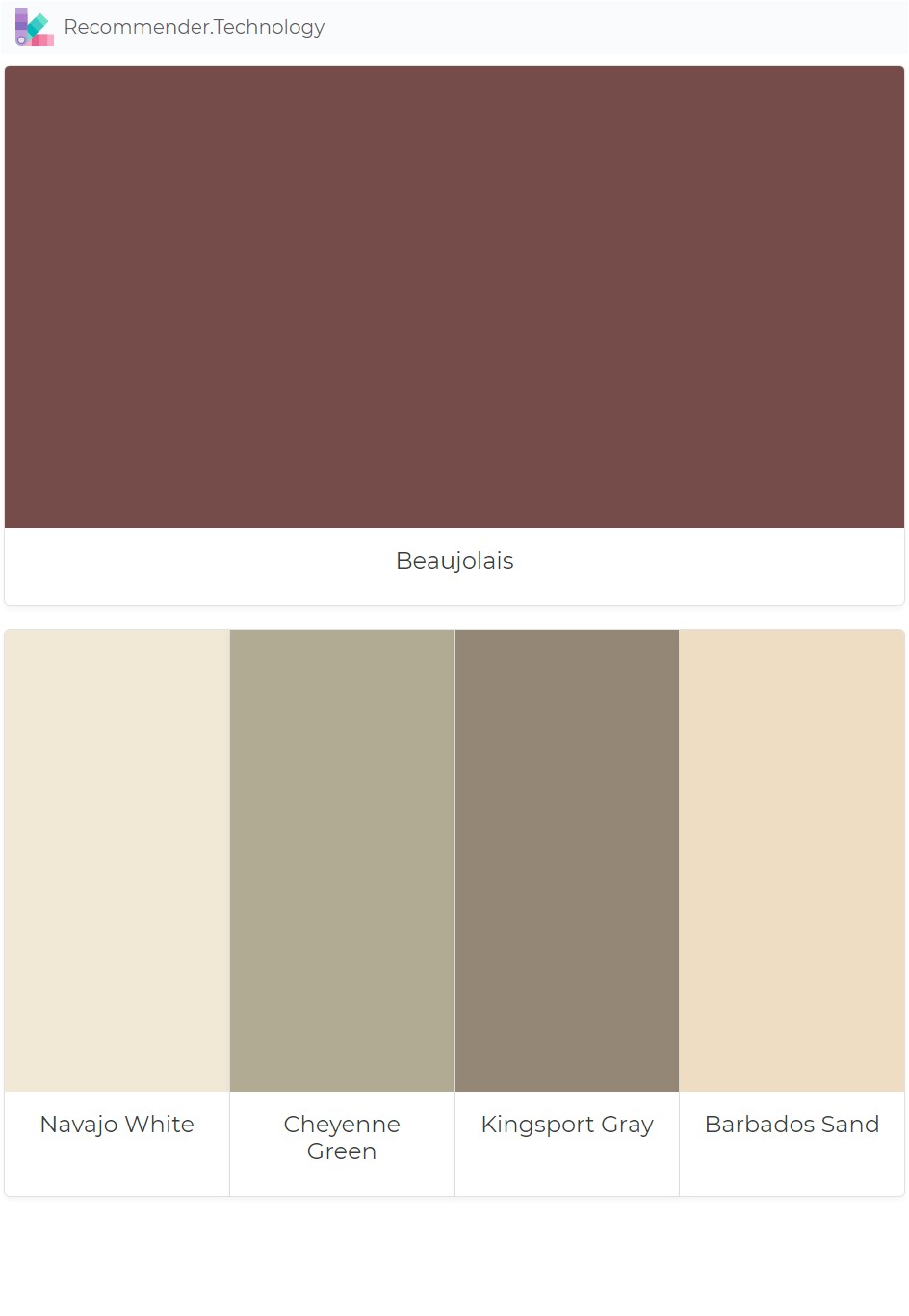 beaujolais navajo white cheyenne green kingsport gray barbados sand paint color palettes