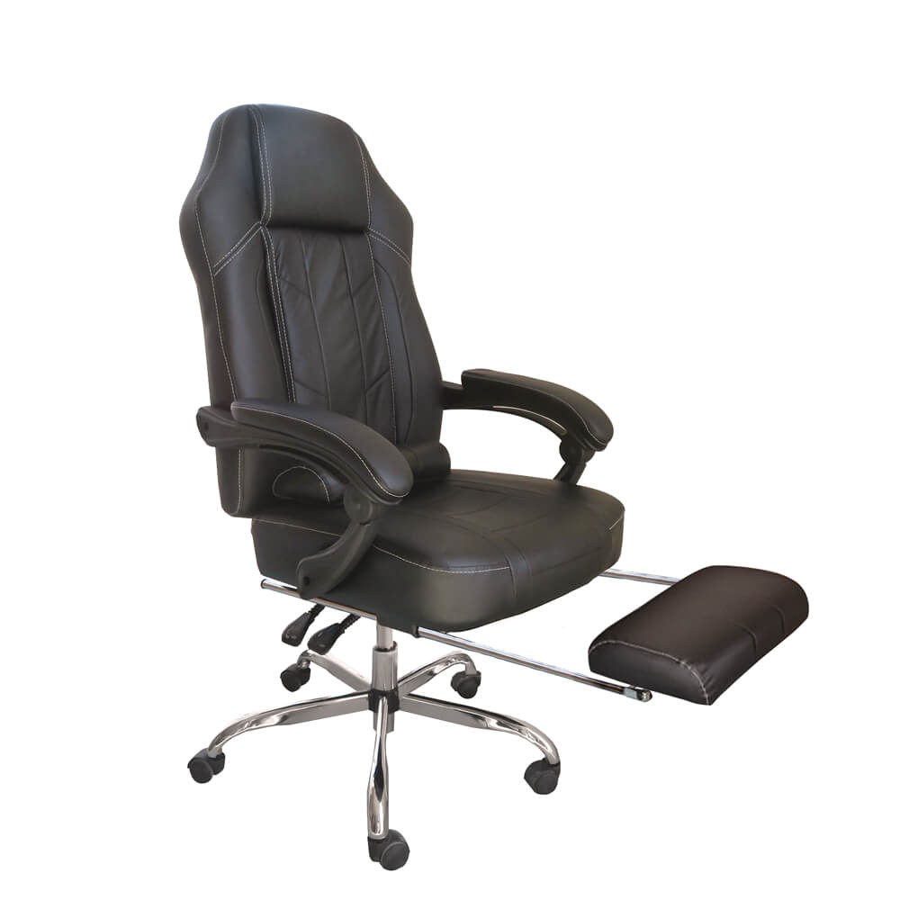 blair pu leather reclining office chair footrest black