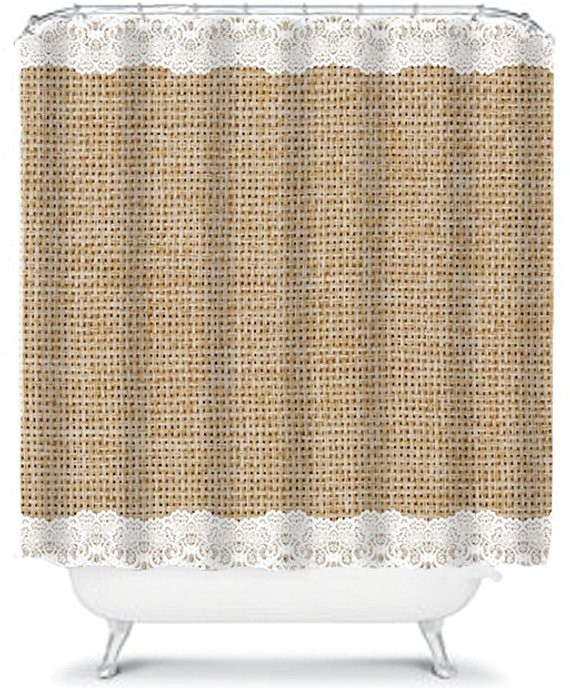 Burlap and Lace Shower Curtain Items Similar to Simple Burlap and Lace Shower Curtain