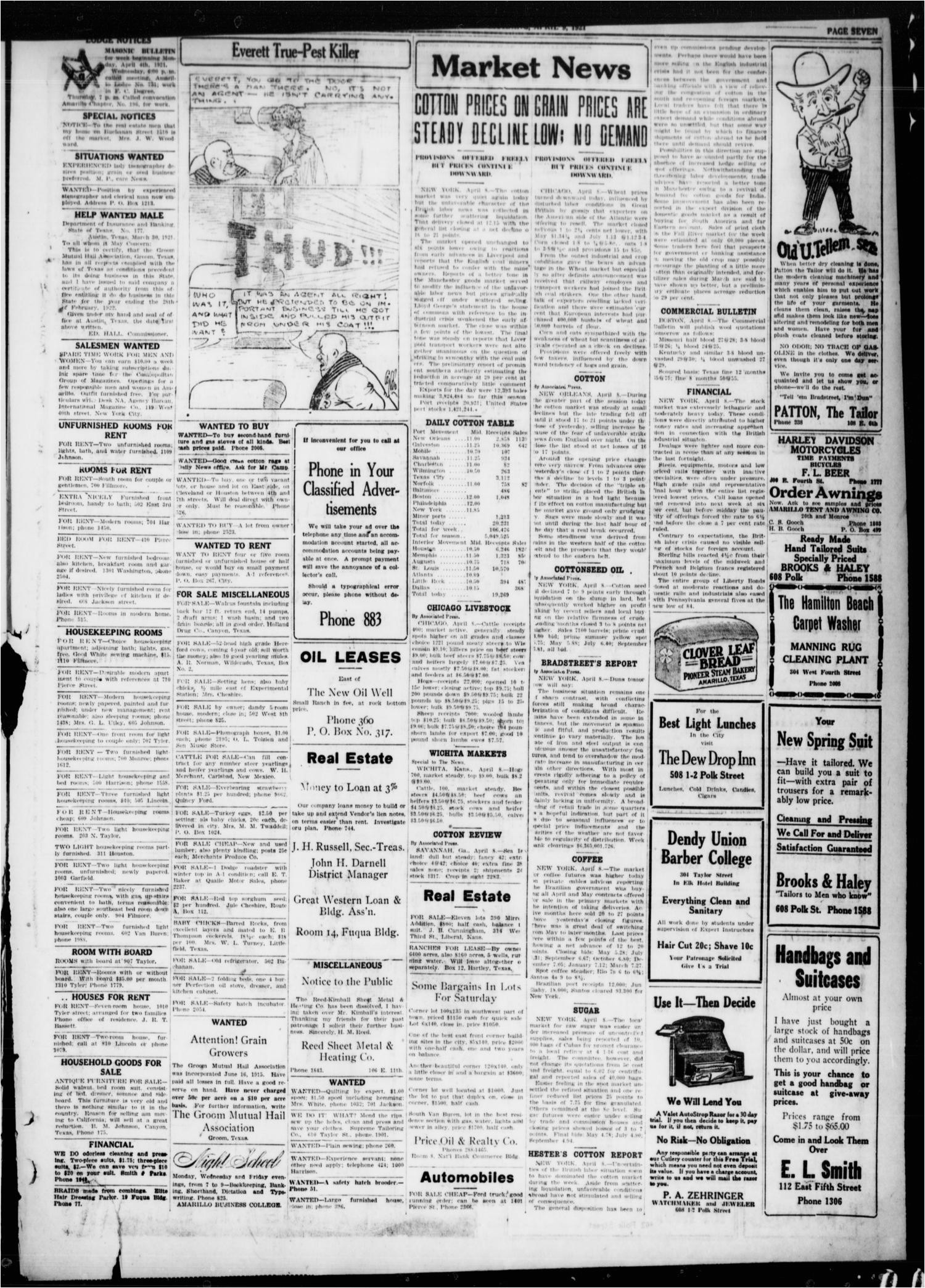 amarillo daily news amarillo tex vol 12 no 81 ed 1 saturday april 9 1921 page 7 of 8 the portal to texas history