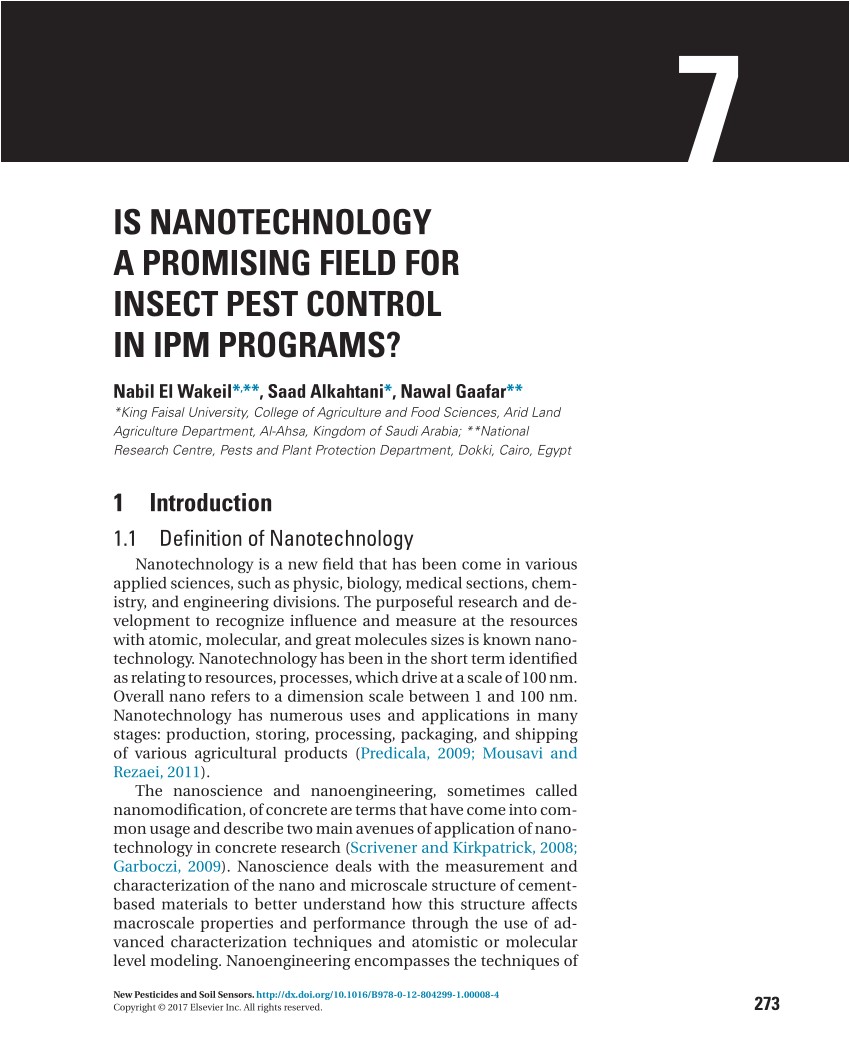 pdf is nanotechnology a promising field for insect pest control in ipm programs