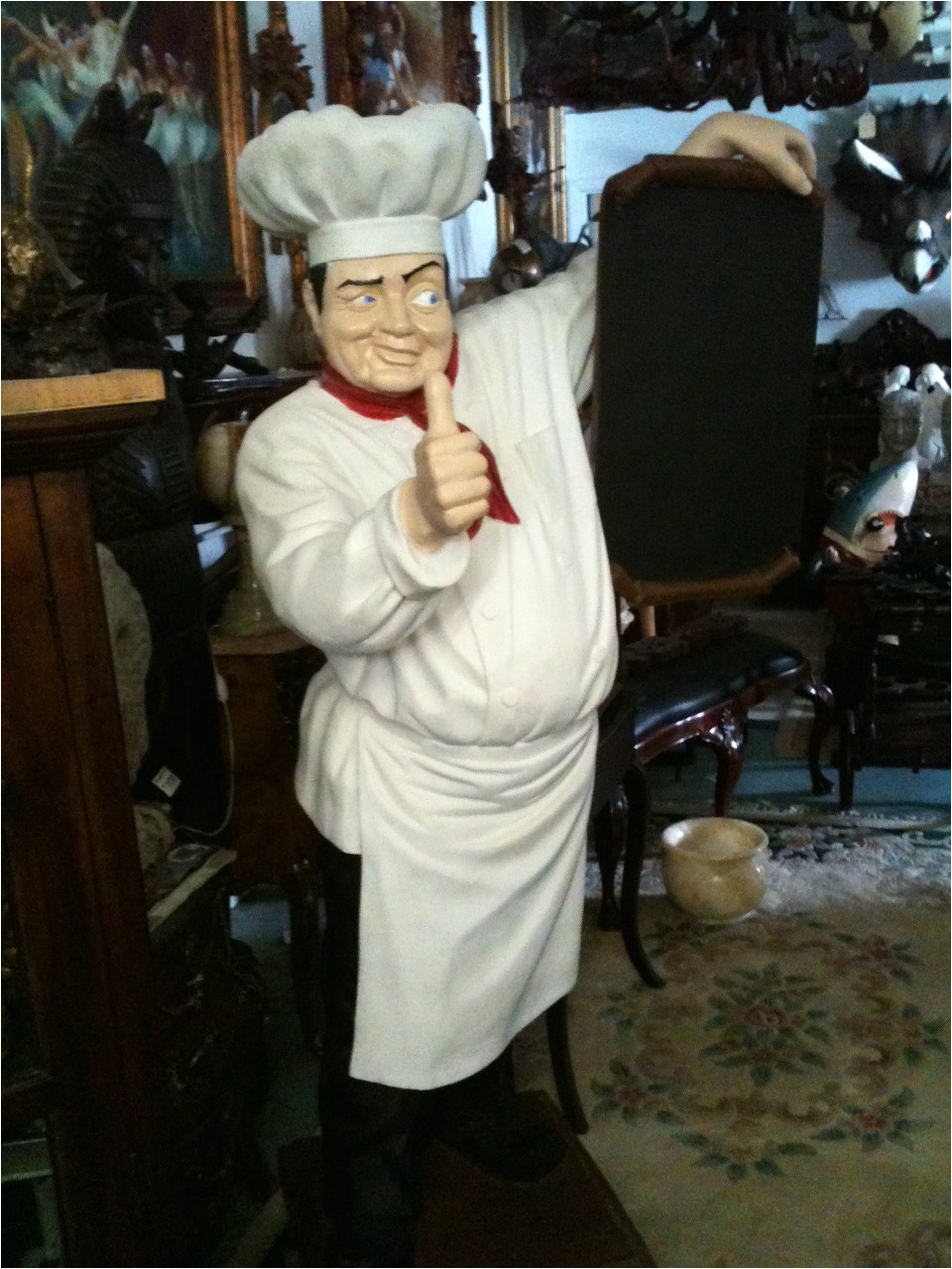 Chef Statues Life Size Pizza Chef with Menu Board 6 Ft Pizza Chef with Menu