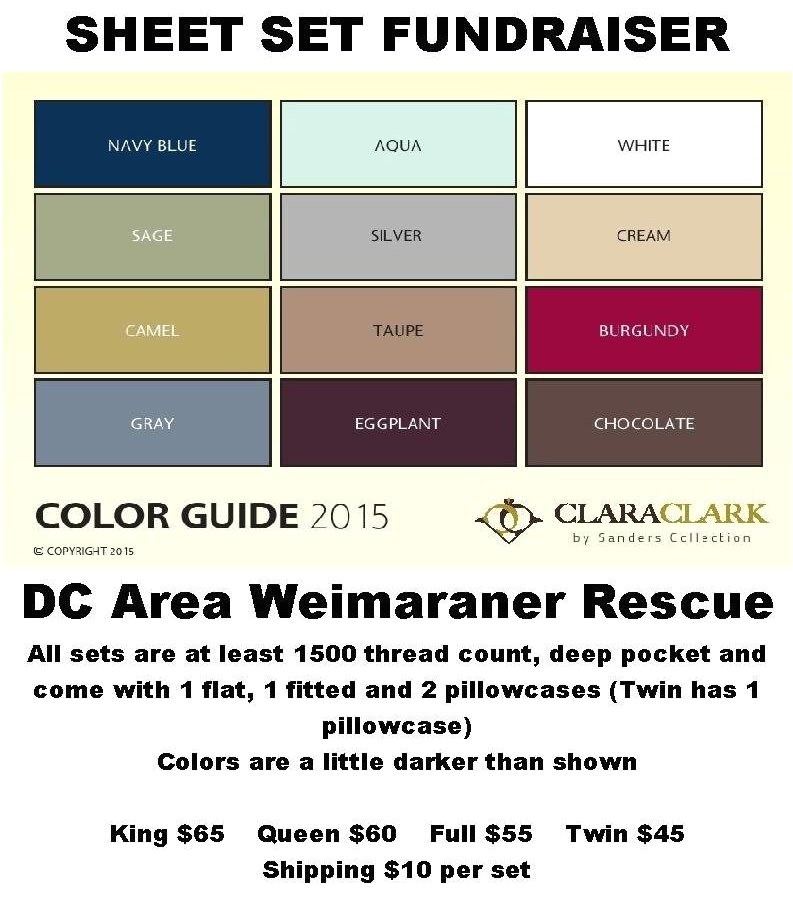 clara clark sheet set fundraiser dc area weimaraner rescue