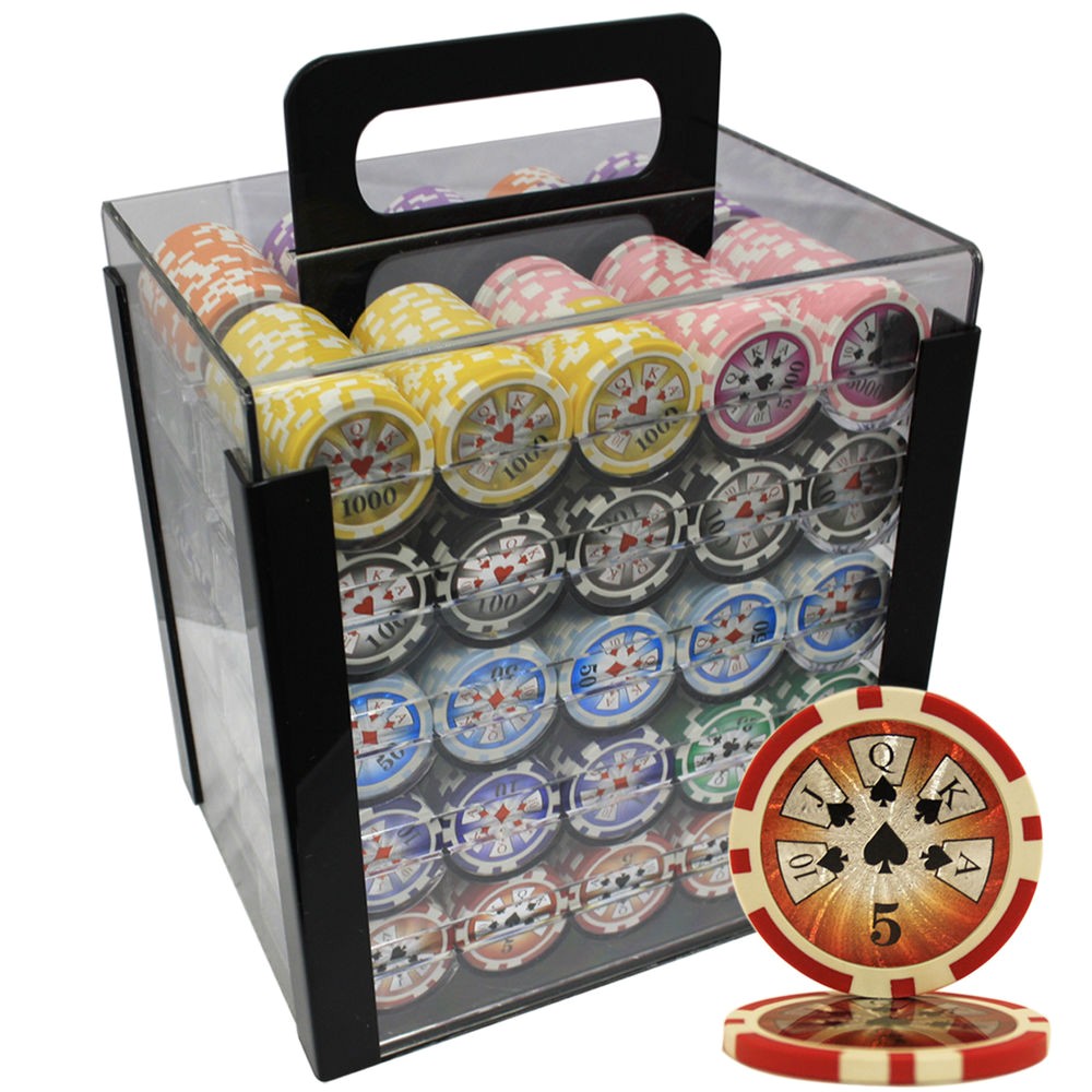 Clay Poker Chip Sets 1000 1000 14g High Roller Clay Poker Chips Set Acrylic Case Ebay