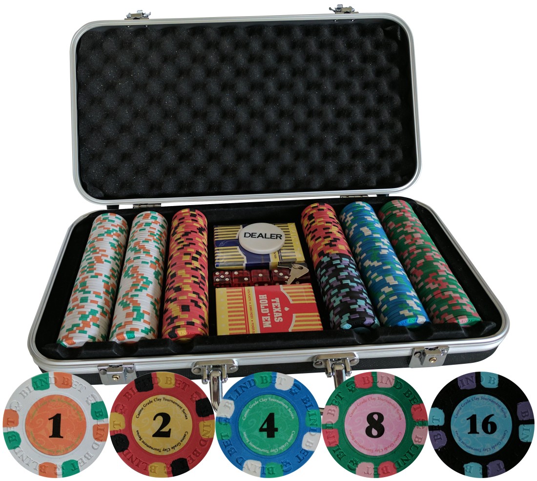 Clay Poker Chip Sets with Denominations 300 Pcs Casino Quality Pure Clay Poker Set for Home Game