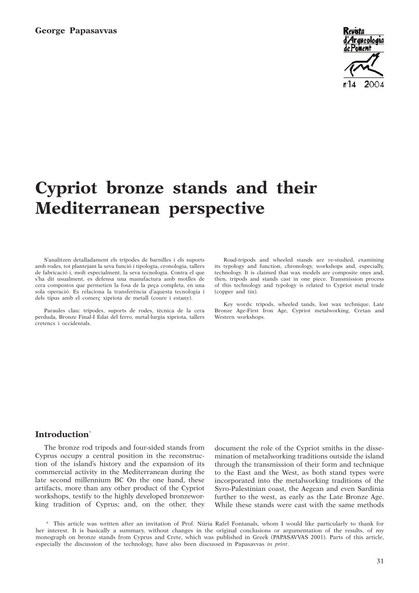 pdf cypriot bronze stands and their mediterranean perspective