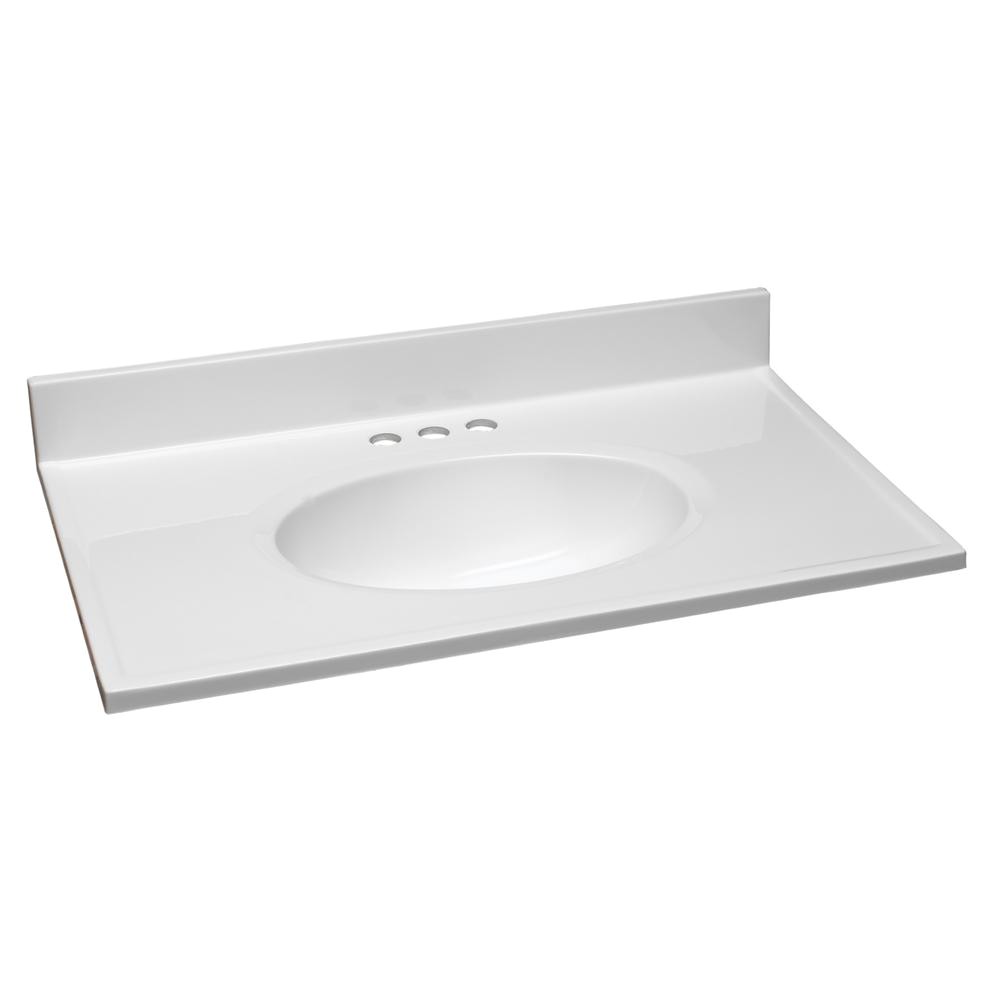 w cultured marble vanity top in white with solid white bowl