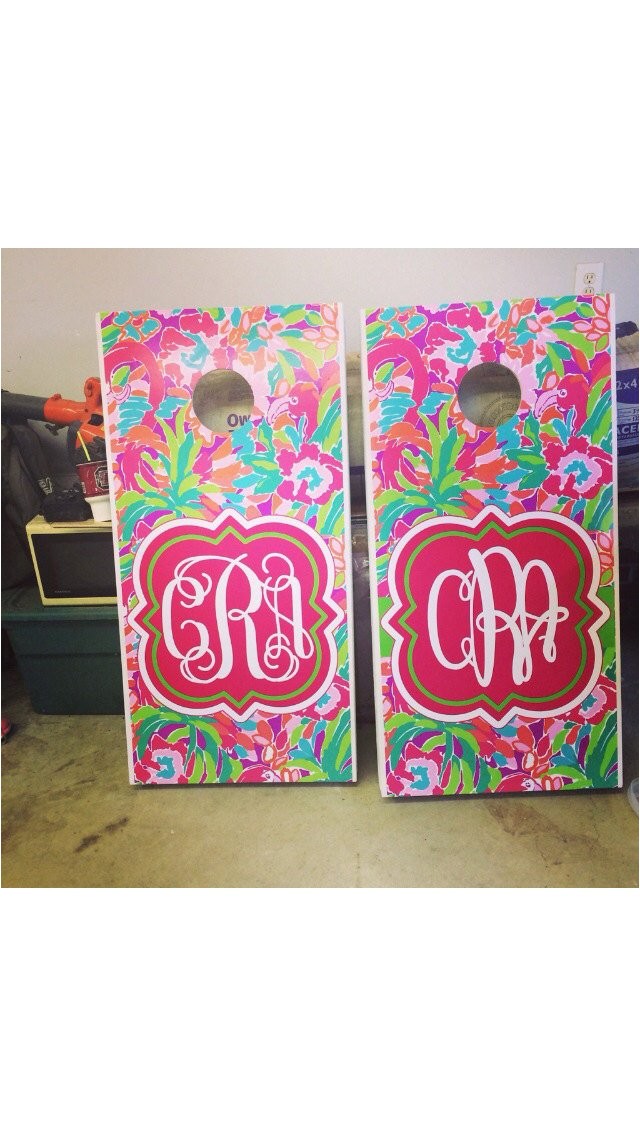 monogram corn hole board decals