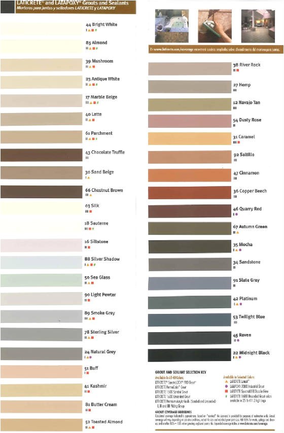 Grout Color Chart Printable