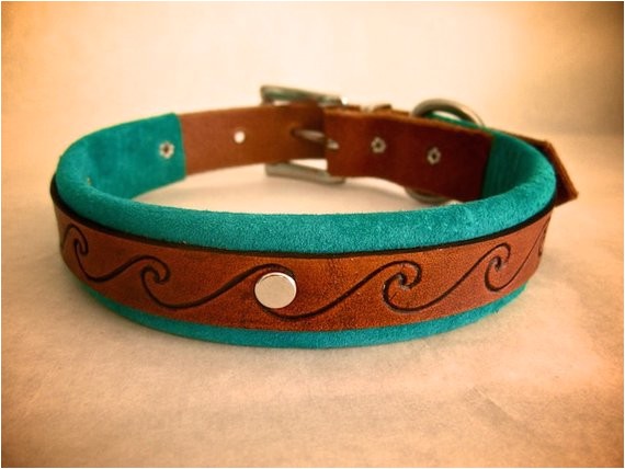 Custom Hand tooled Leather Dog Collars Handmade Leather Dog Collar with Hand tooled by theleafleather