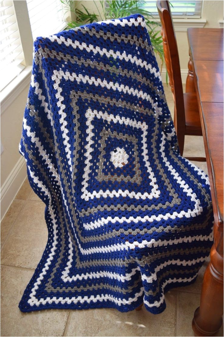 Dallas Cowboys Colors Yarn Crochet Granny Square Lap Blanket In Dallas Cowboys Colors