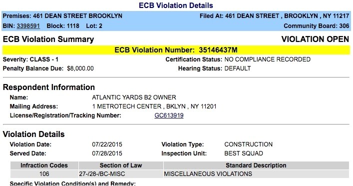 Ecb Violations Penalty forgiveness at B2 Modular tower Unresolved Construction Violations