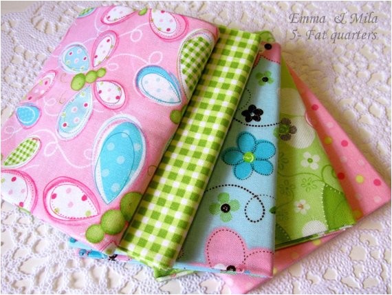 Emma and Mila Fabric Fat Quarter Bundle Of Five 5 Cotton Fabric by Suppliesstall