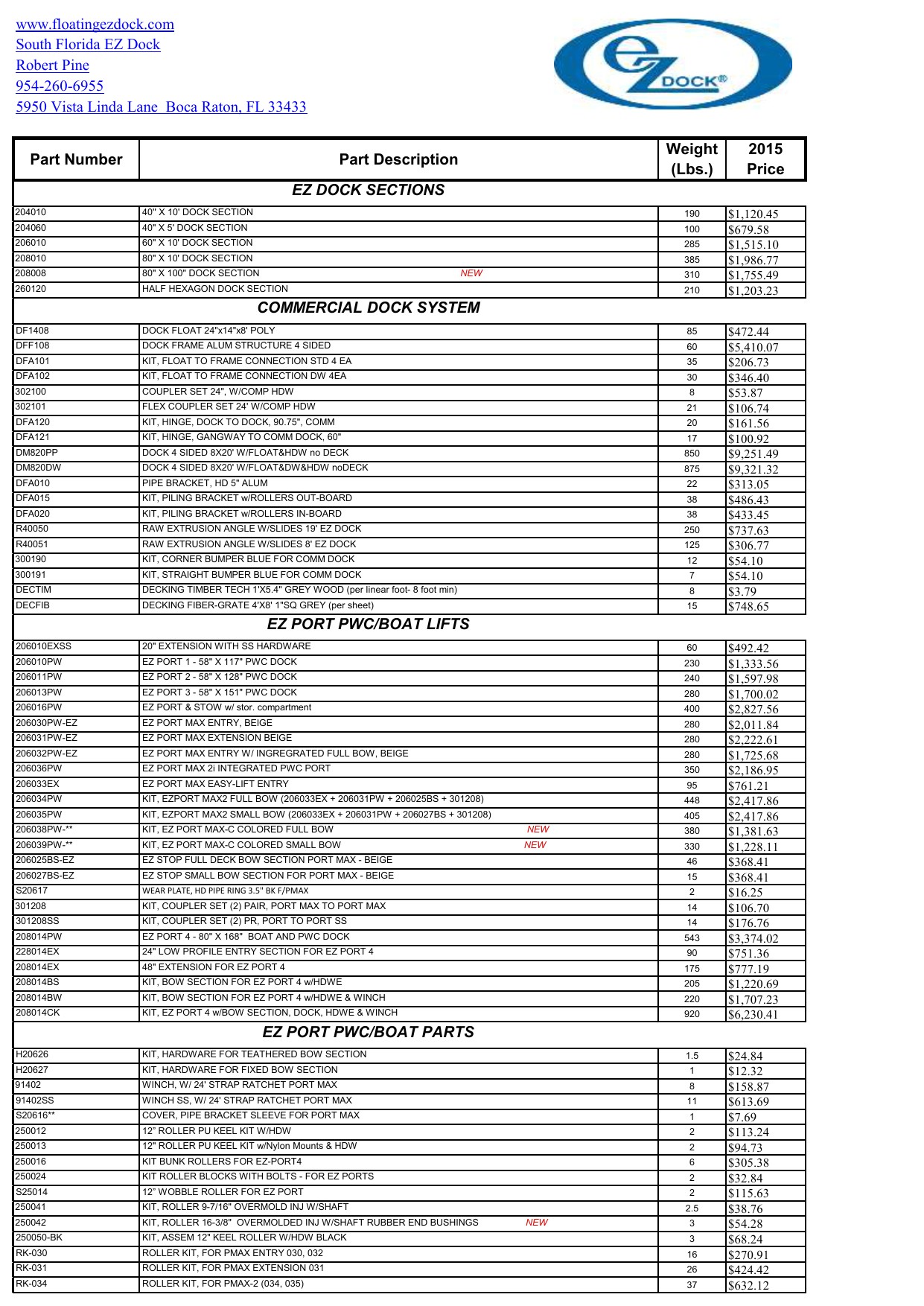 Ez Dock Price List 2015 Prices Home Ez Dock