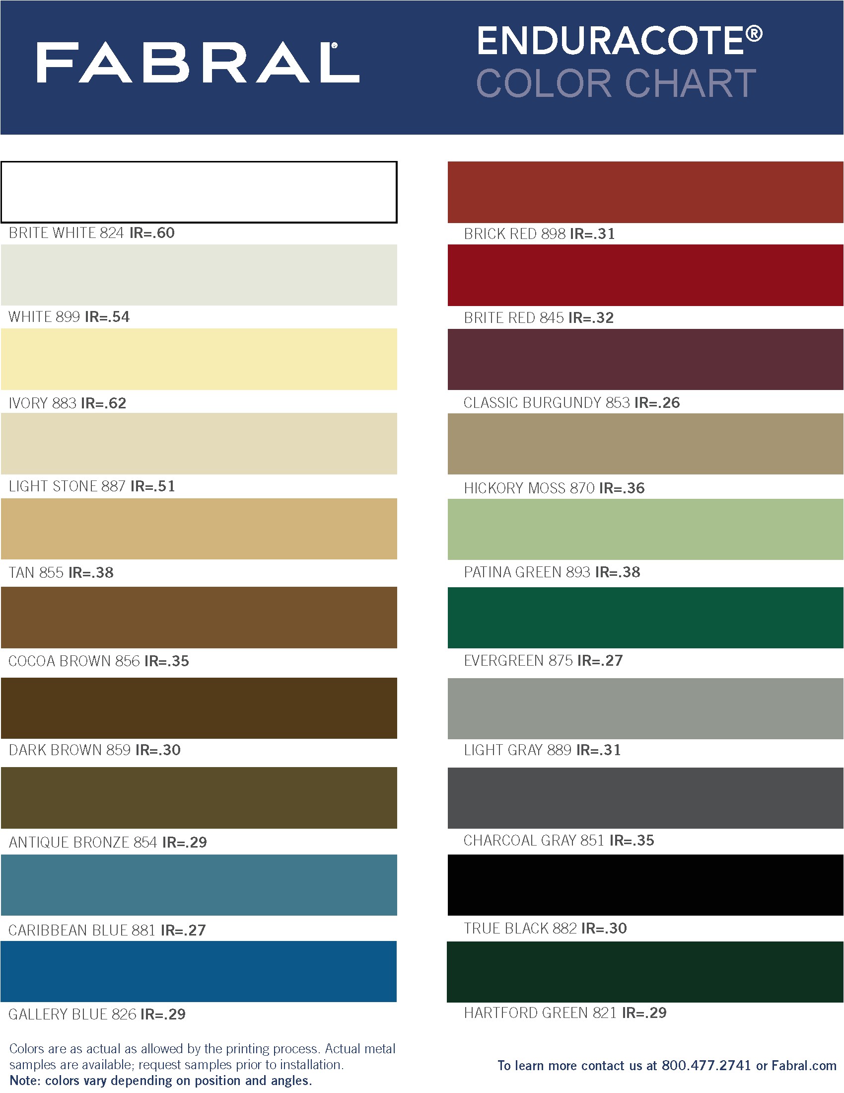 Metal Roof Color Chart