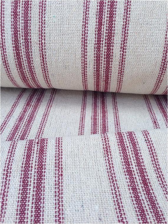 grain sack fabric red stripes vintage