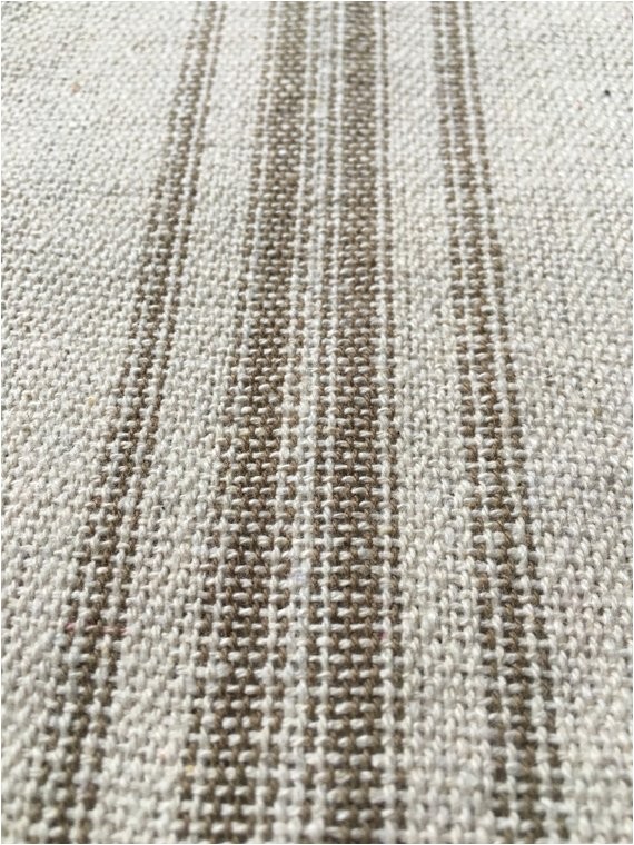 grain sack fabric tan stripes vintage