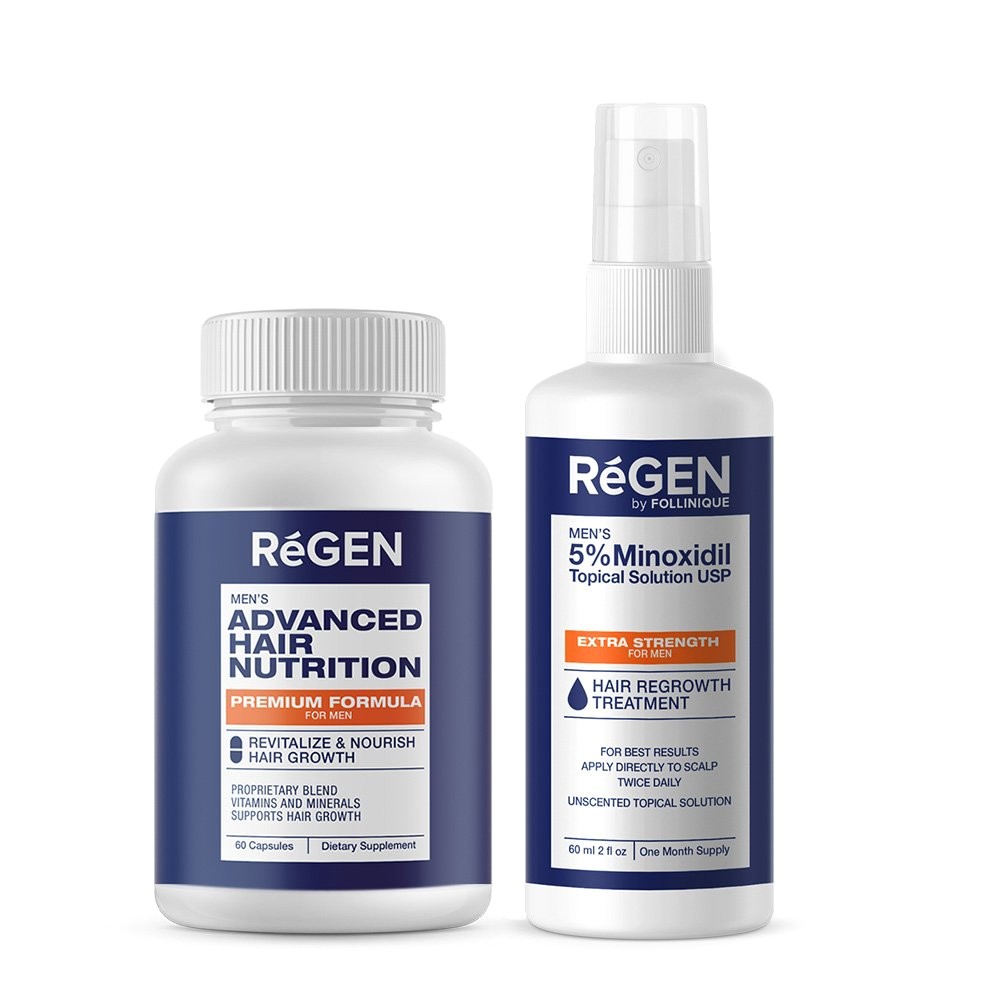 amazon com regen hair regrowth treatment combo for men maximum strength fully fda approved 5 minoxidil clinically proven results in 2 months