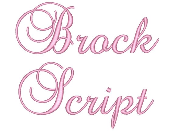3 size brock script embroidery font bx