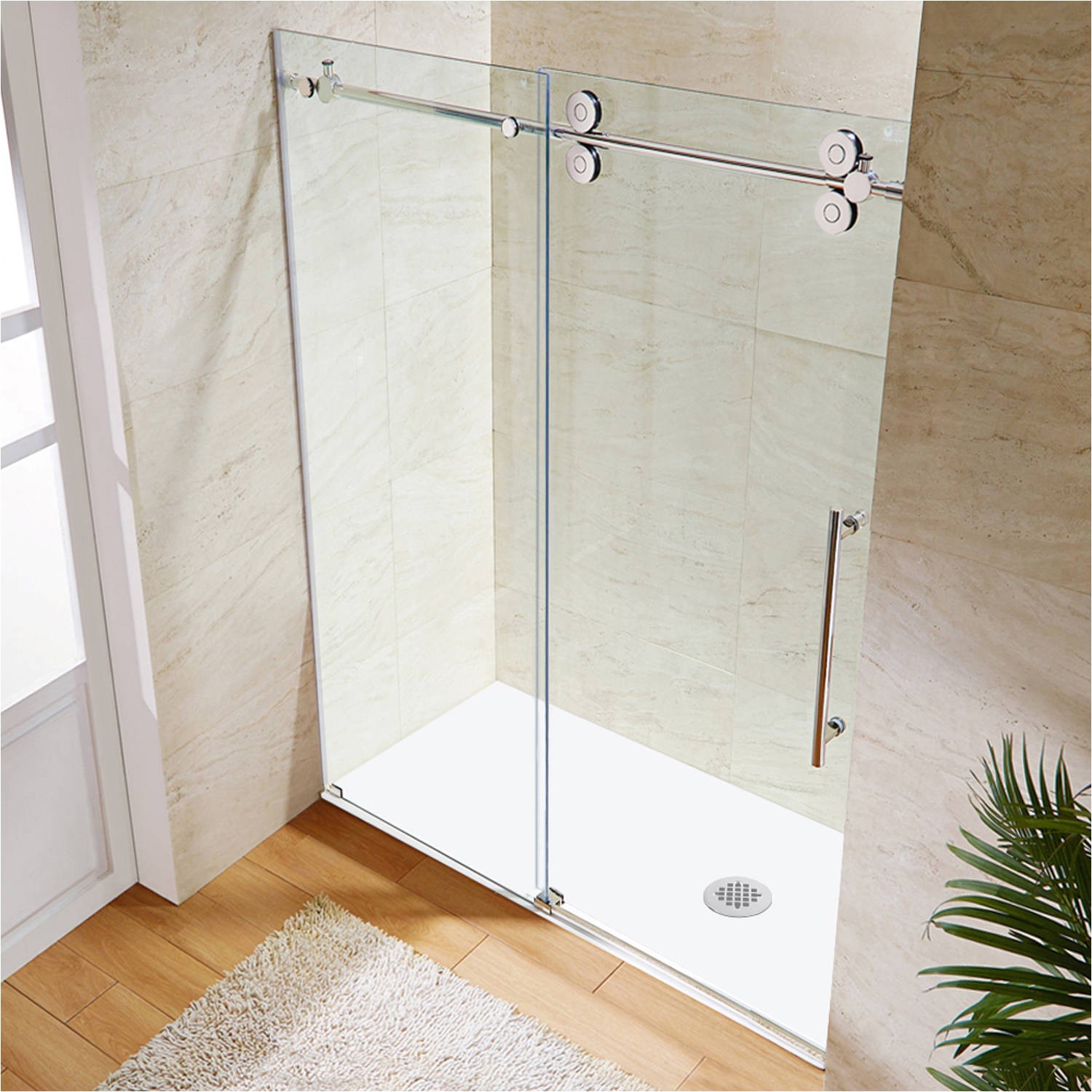 vigo elan 56 frameless shower door 3 8 clear glass chrome hardware walmart com