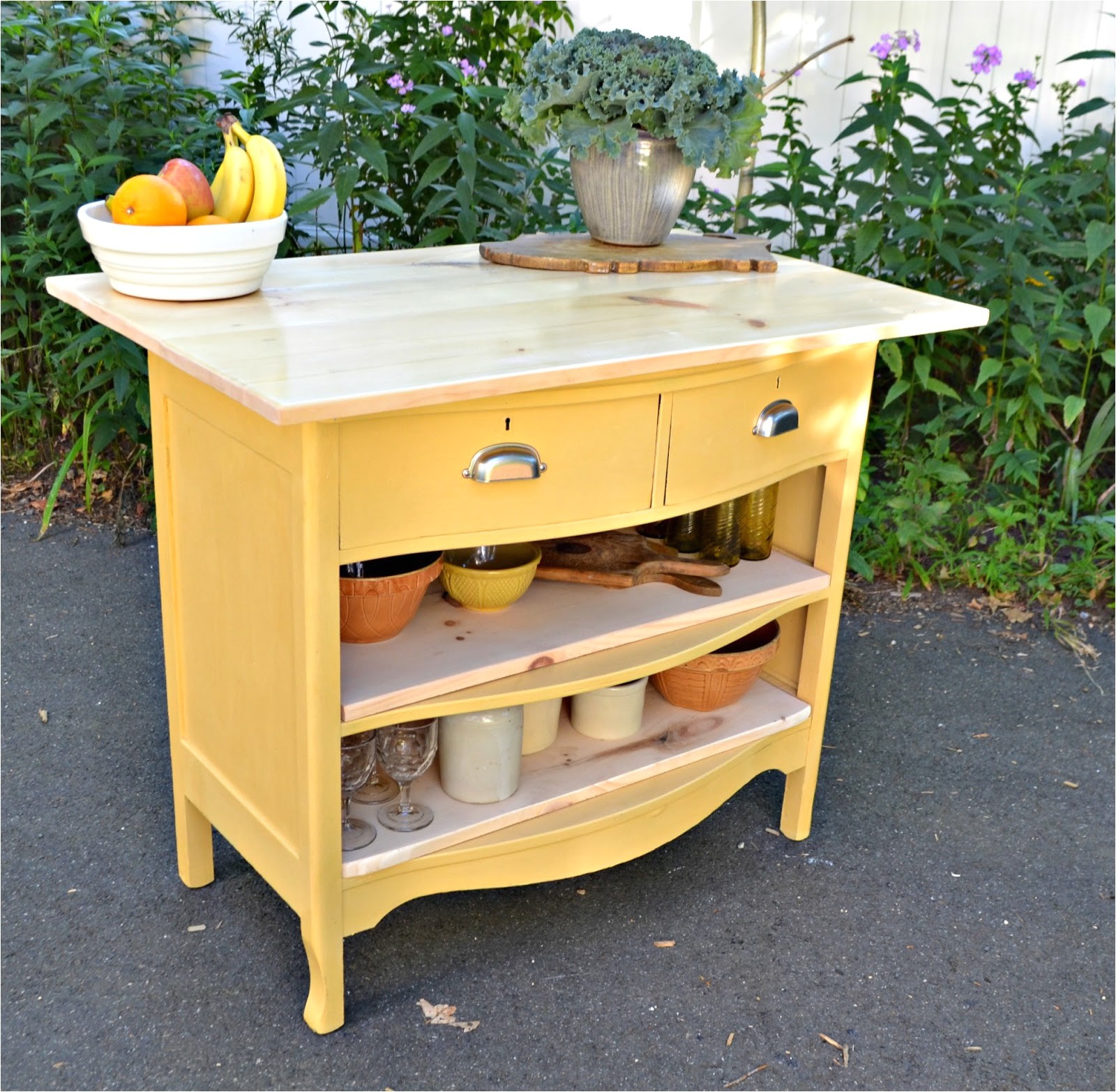 how to convert a dresser into a kitchen island