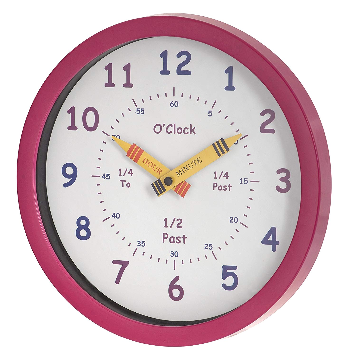 amazon com unity henley children s learn the time wall clock 10 inch pink home kitchen