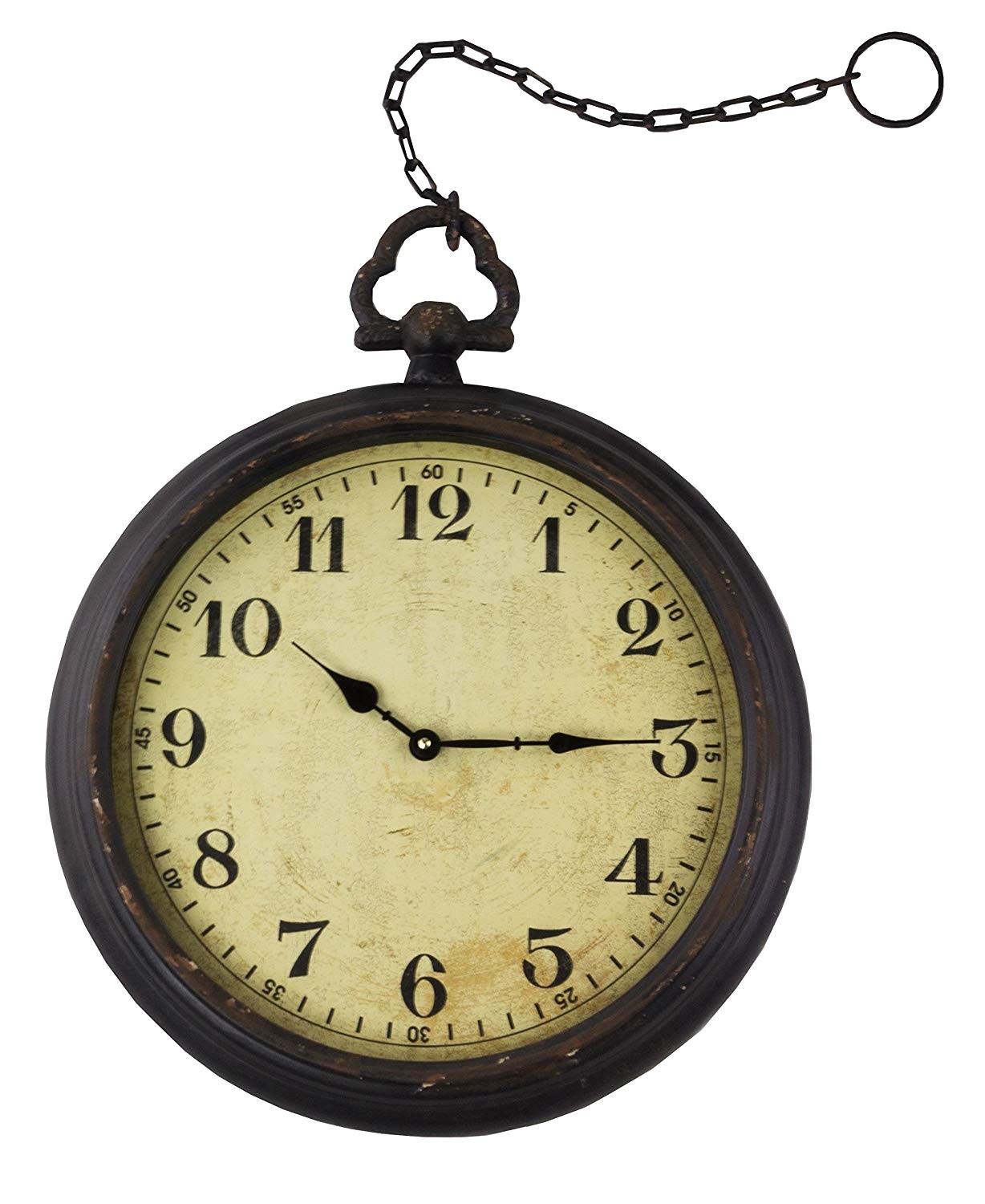 amazon com vintage pocket watch inspired wall clock with chain round 17 home kitchen