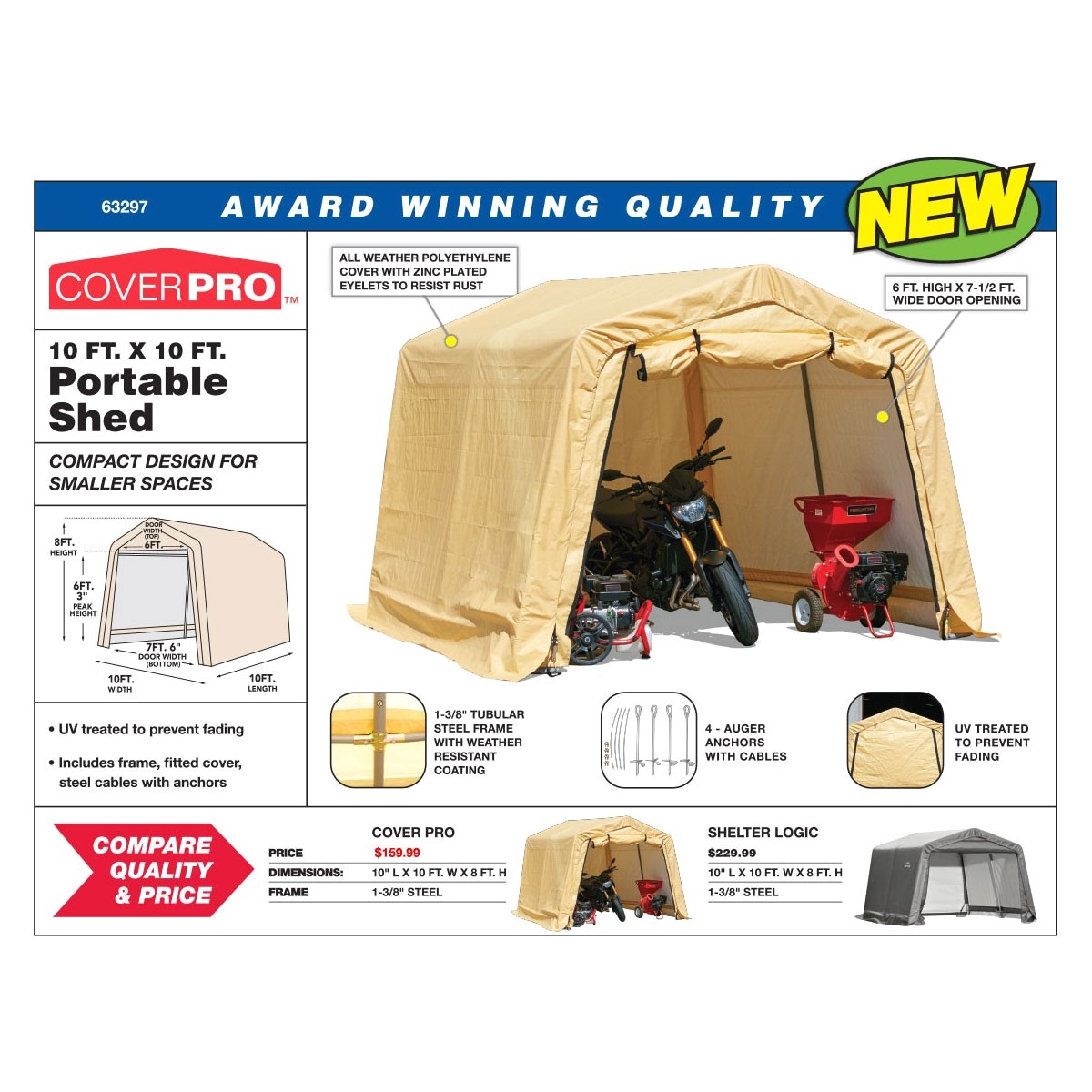 Harbor Freight Portable Garage Replacement Cover 10 Ft X 