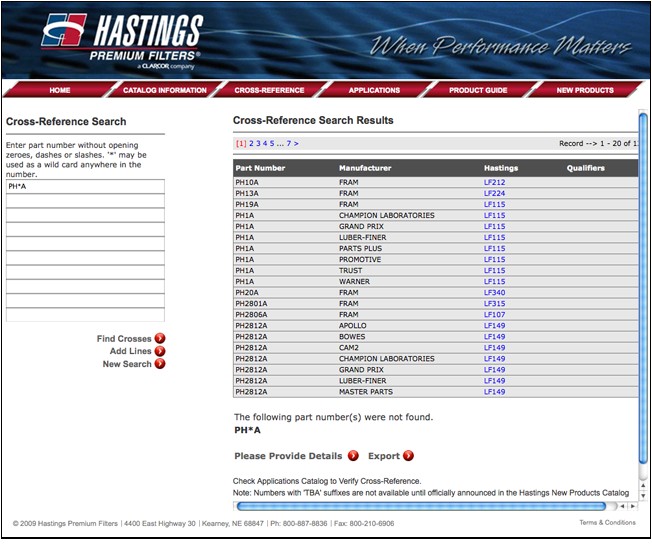 hastings fuel filters