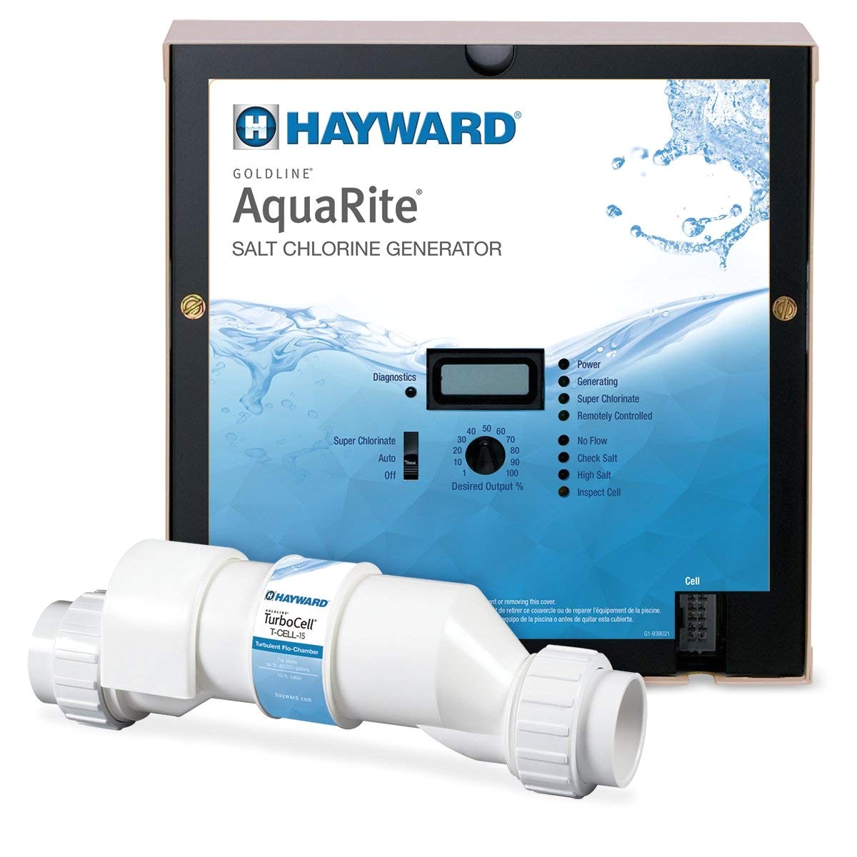 amazon com hayward goldline aqr15 aquarite electronic salt chlorination system for in ground pools 40 000 gallon cell swimming pool chlorine garden