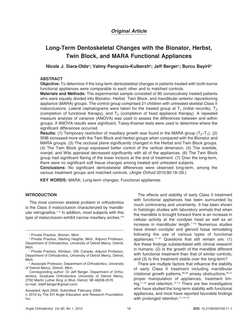 pdf a comparison of the mara and the advansync functional appliances in the treatment of class ii malocclusion