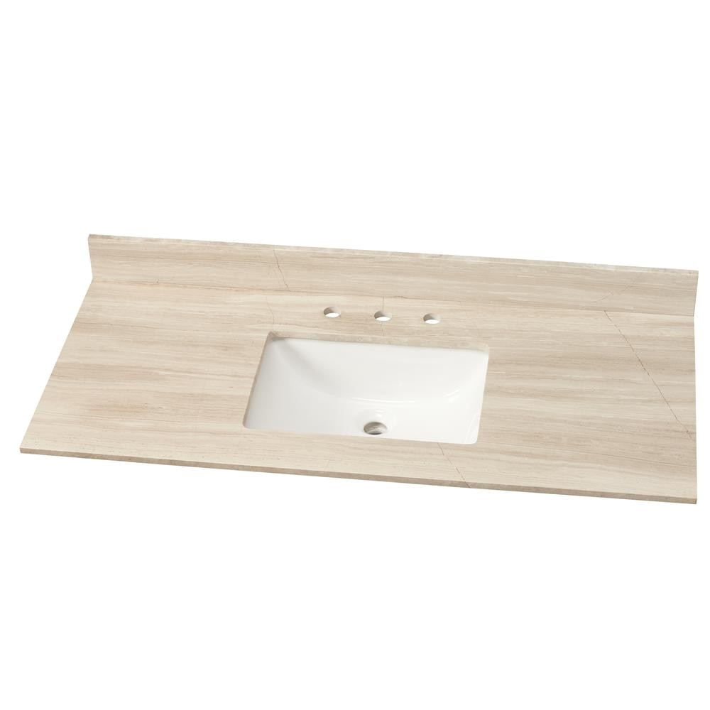 w marble single vanity top in white oak with