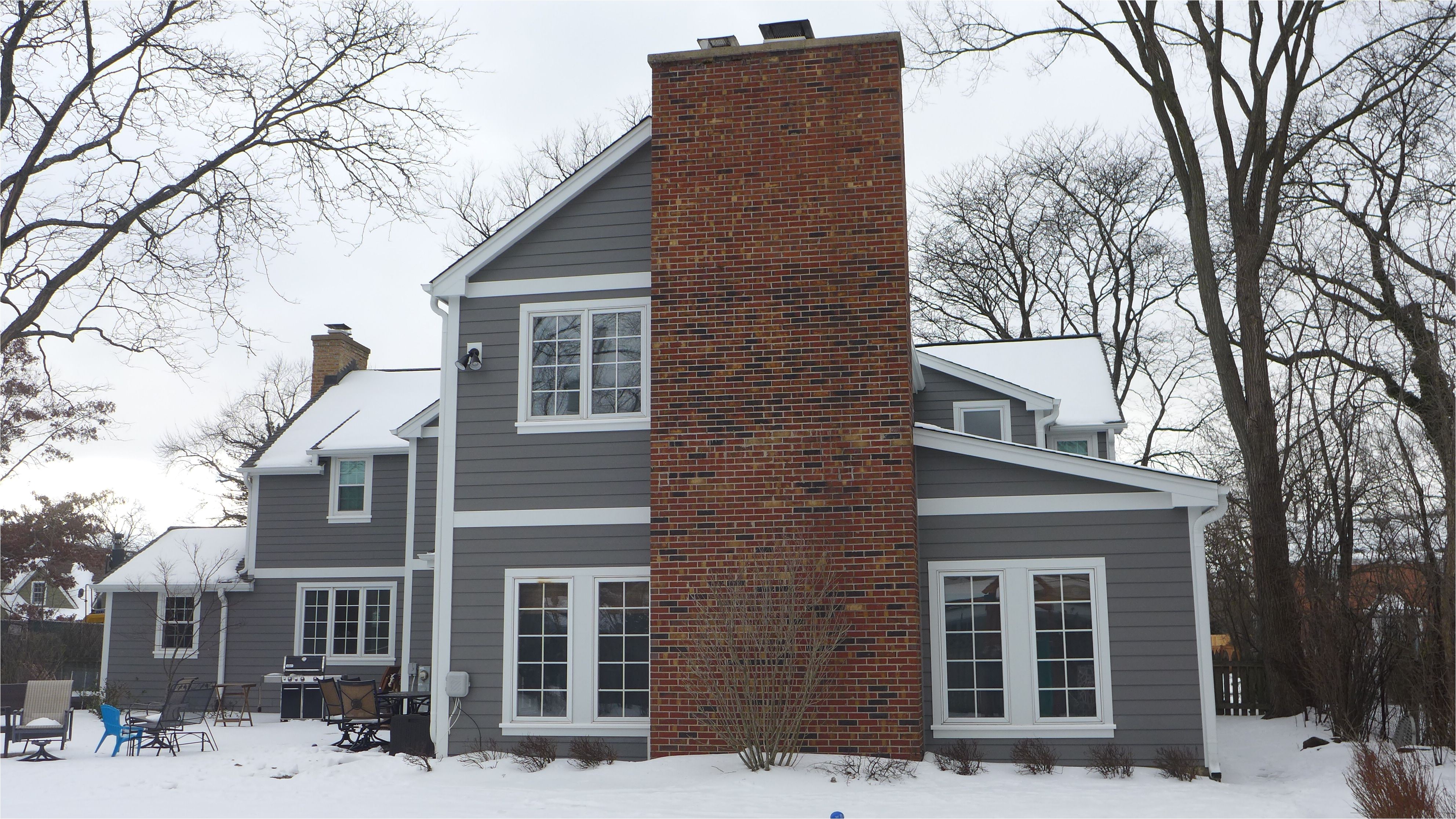 james hardie siding in aged pewter with arctic white trim certainteed roofing in driftwood homeremodel exteriors