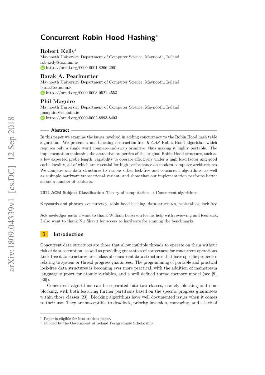 pdf concurrent robin hood hashing