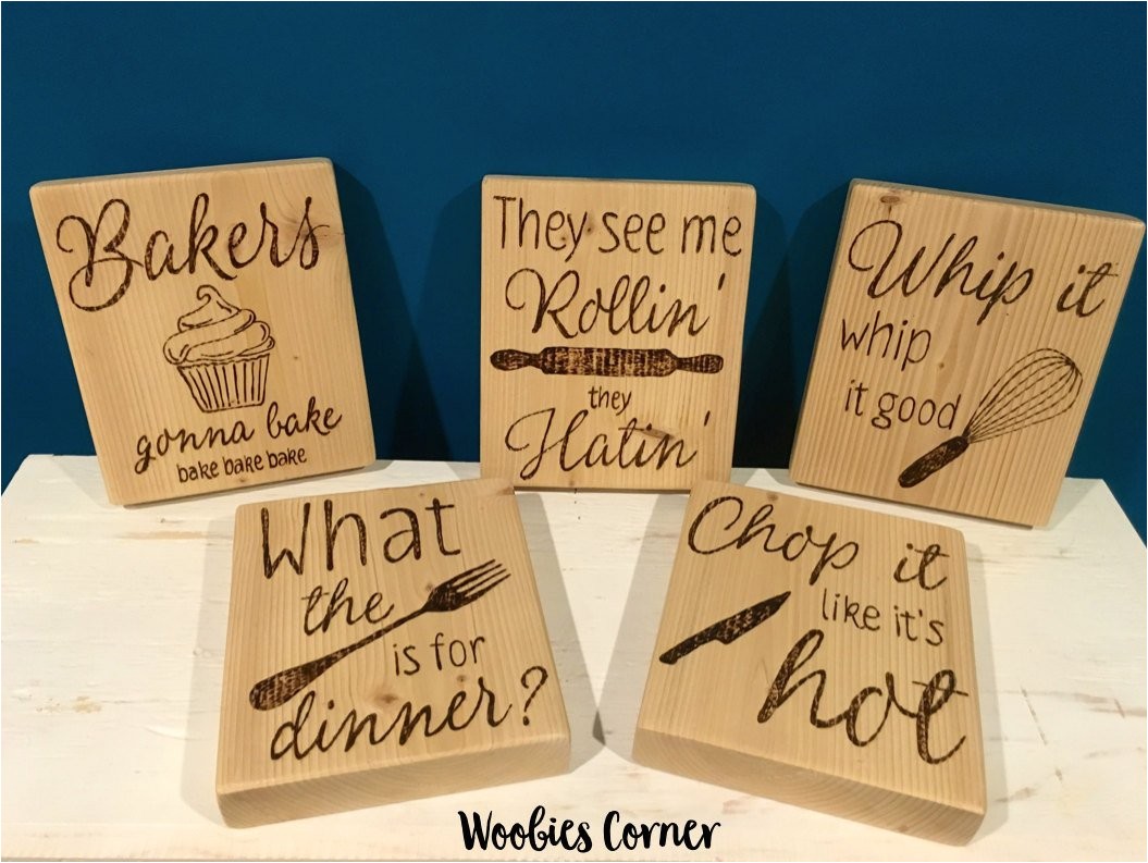 Kitchen Wood Sign Sayings Set Of Five Kitchen Quotes Funny Kitchen Signs Wood Kitchen