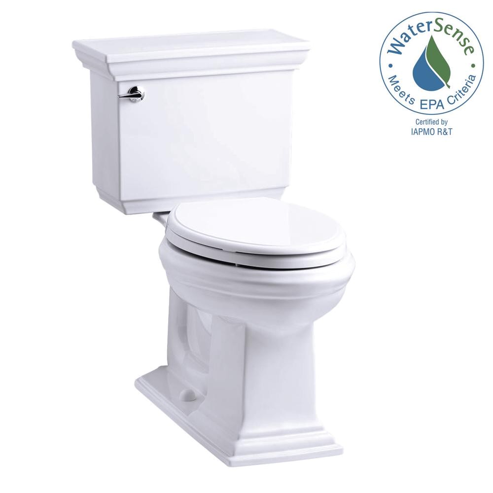 kohler memoirs stately 2 piece 1 28 gpf single flush elongated toilet with aquapiston flush technology