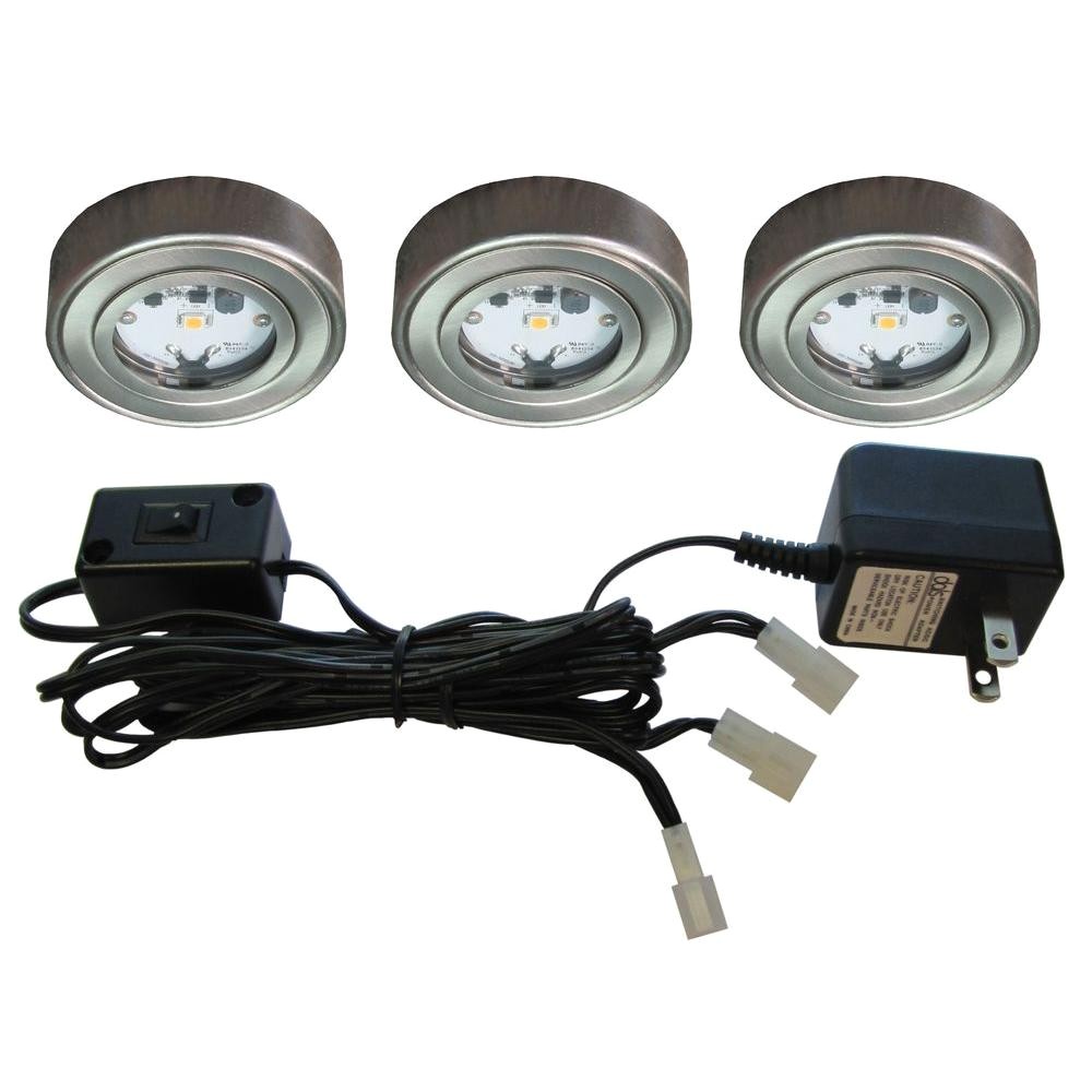 Led Puck Lights at Home Depot Enviro Satin Nickel Metal Led Puck Light 3 Pack I