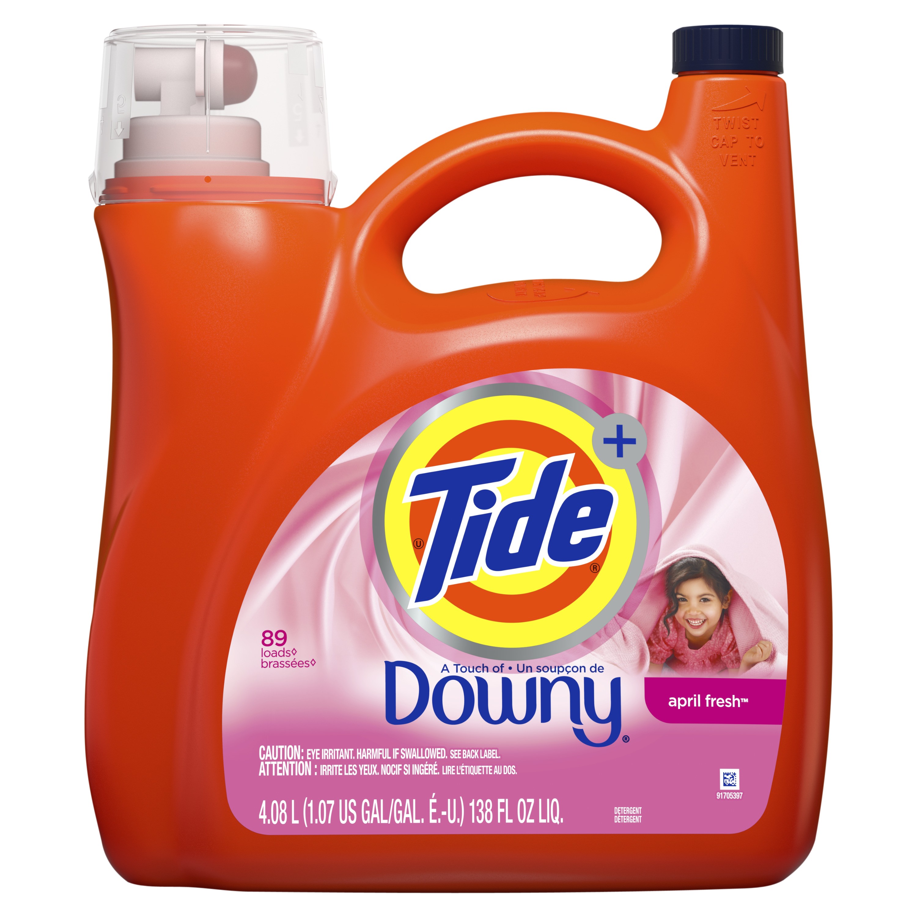 tide liquid laundry detergent with a touch of downy april fresh 89 loads 138 fl oz walmart com