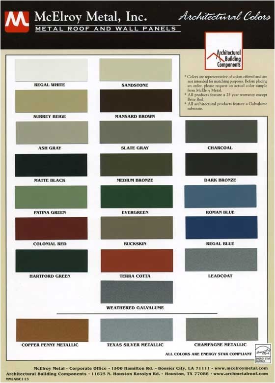 mcelroy metal color chart