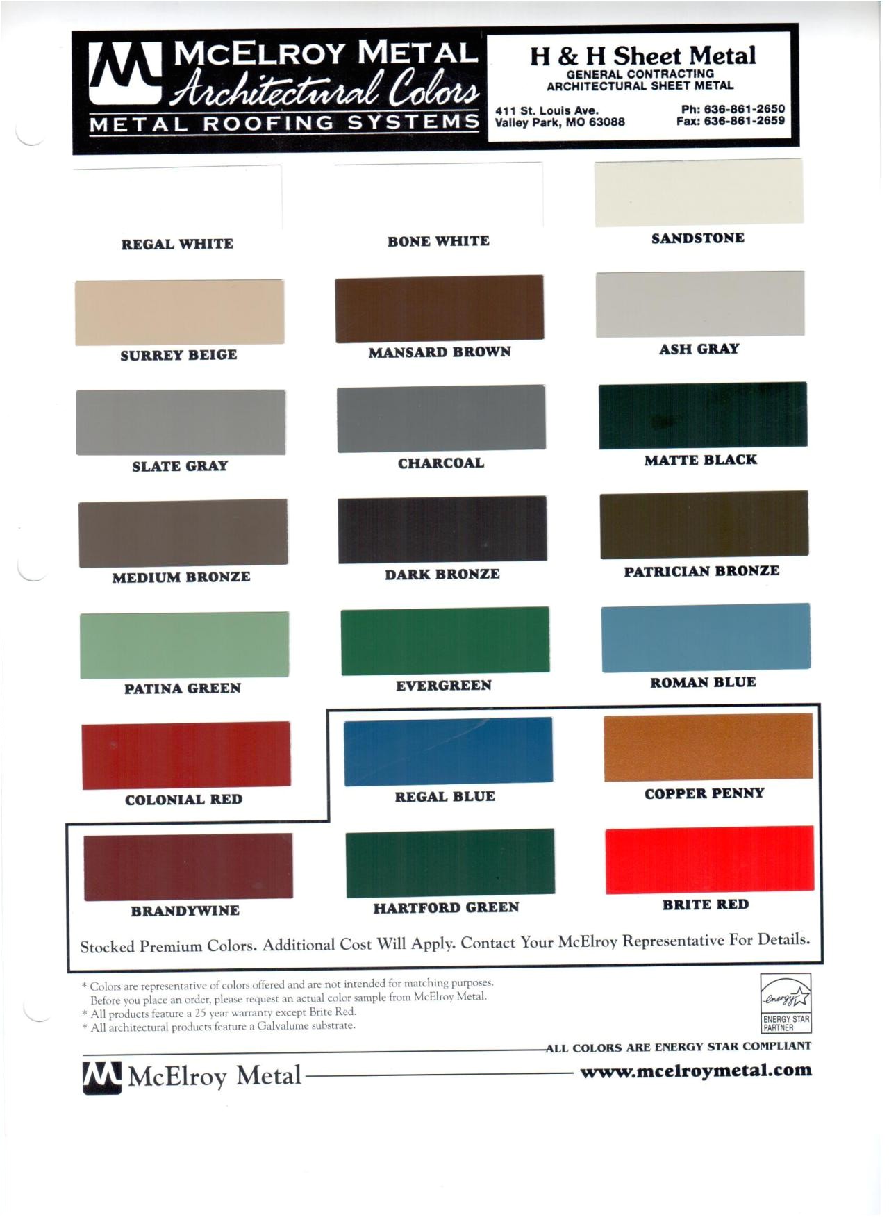 Sentriclad Metal Color Chart