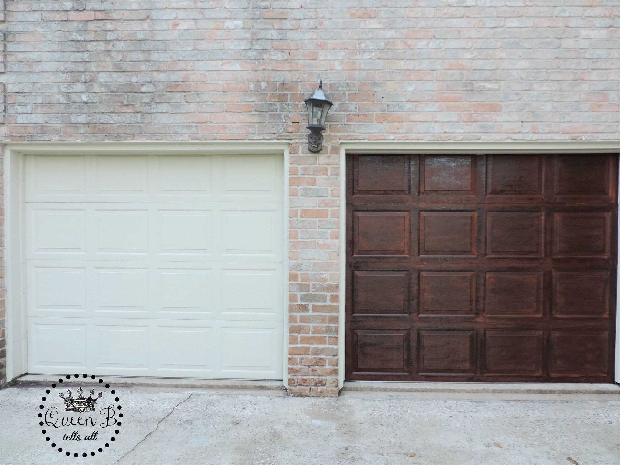 garage door makeover using gel stain